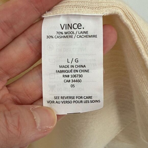 Vince Wool Cashmere Blend Shawl Cardigan Sweater Women Large Cream NWT - Picture 7 of 8